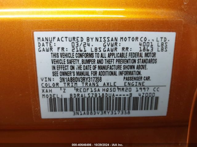 Photo 8 VIN: 3N1AB8DV3RY317358 - NISSAN SENTRA 