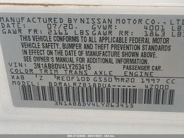 Photo 8 VIN: 3N1AB8DV4LY263415 - NISSAN SENTRA 