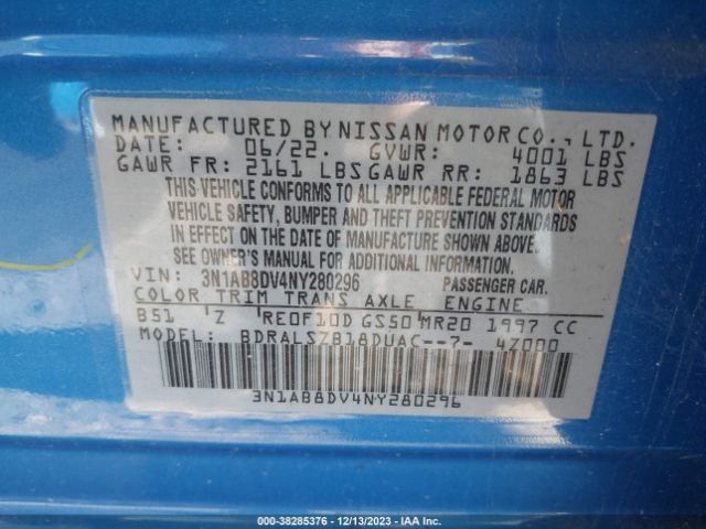 Photo 8 VIN: 3N1AB8DV4NY280296 - NISSAN SENTRA 