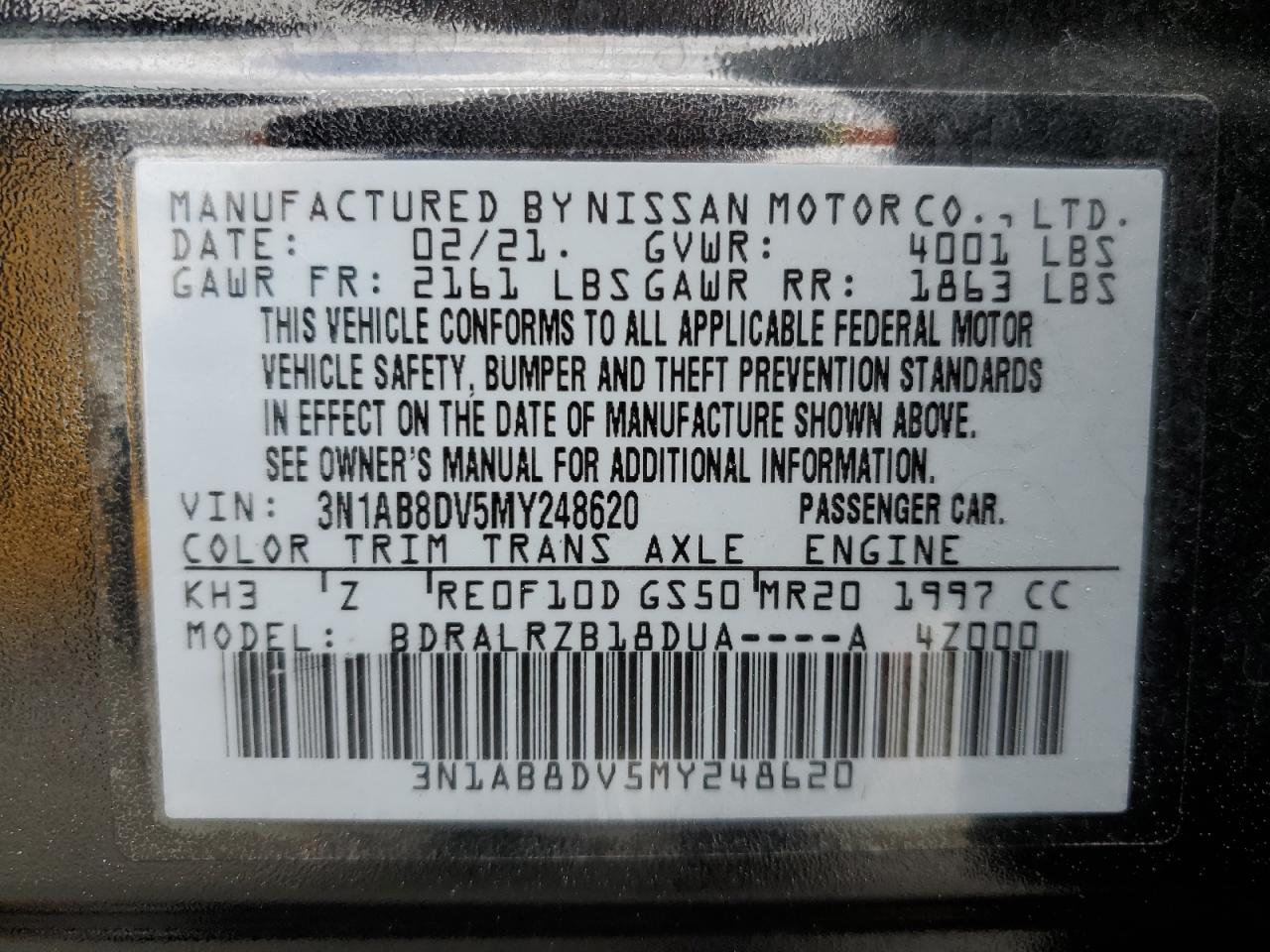 Photo 11 VIN: 3N1AB8DV5MY248620 - NISSAN SENTRA 