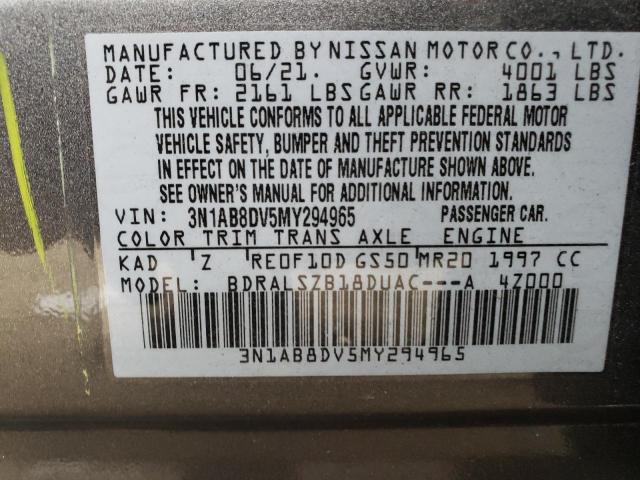 Photo 9 VIN: 3N1AB8DV5MY294965 - NISSAN SENTRA SR 