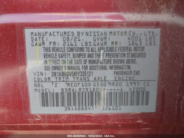 Photo 8 VIN: 3N1AB8DV5MY326121 - NISSAN SENTRA 