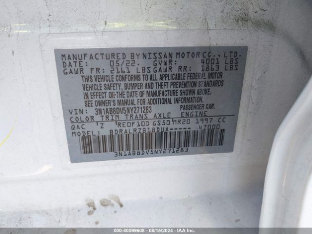 Photo 8 VIN: 3N1AB8DV5NY271283 - NISSAN SENTRA 