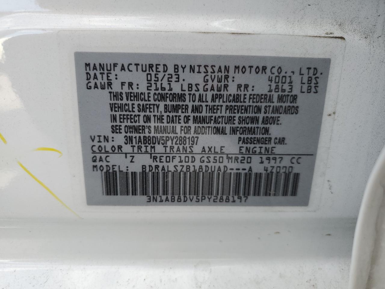 Photo 12 VIN: 3N1AB8DV5PY288197 - NISSAN SENTRA 