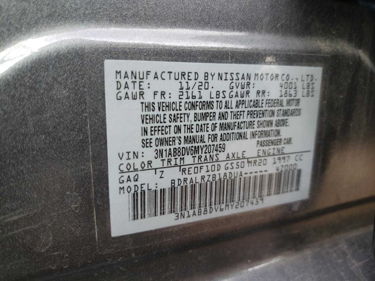 Photo 12 VIN: 3N1AB8DV6MY207459 - NISSAN SENTRA 