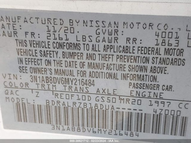 Photo 8 VIN: 3N1AB8DV6MY216484 - NISSAN SENTRA 