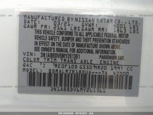 Photo 8 VIN: 3N1AB8DV6MY261361 - NISSAN SENTRA 