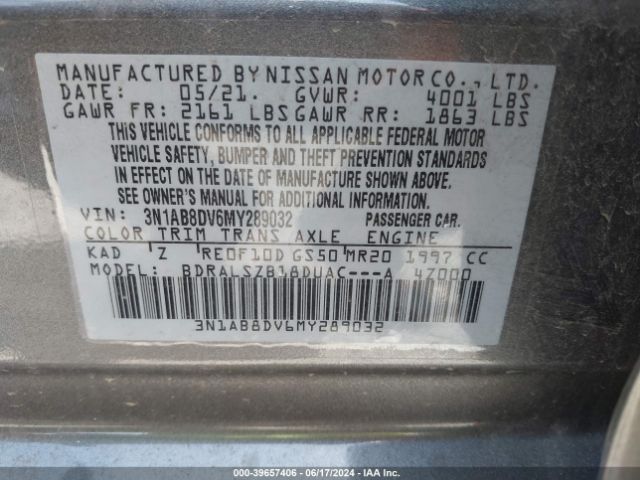 Photo 8 VIN: 3N1AB8DV6MY289032 - NISSAN SENTRA 