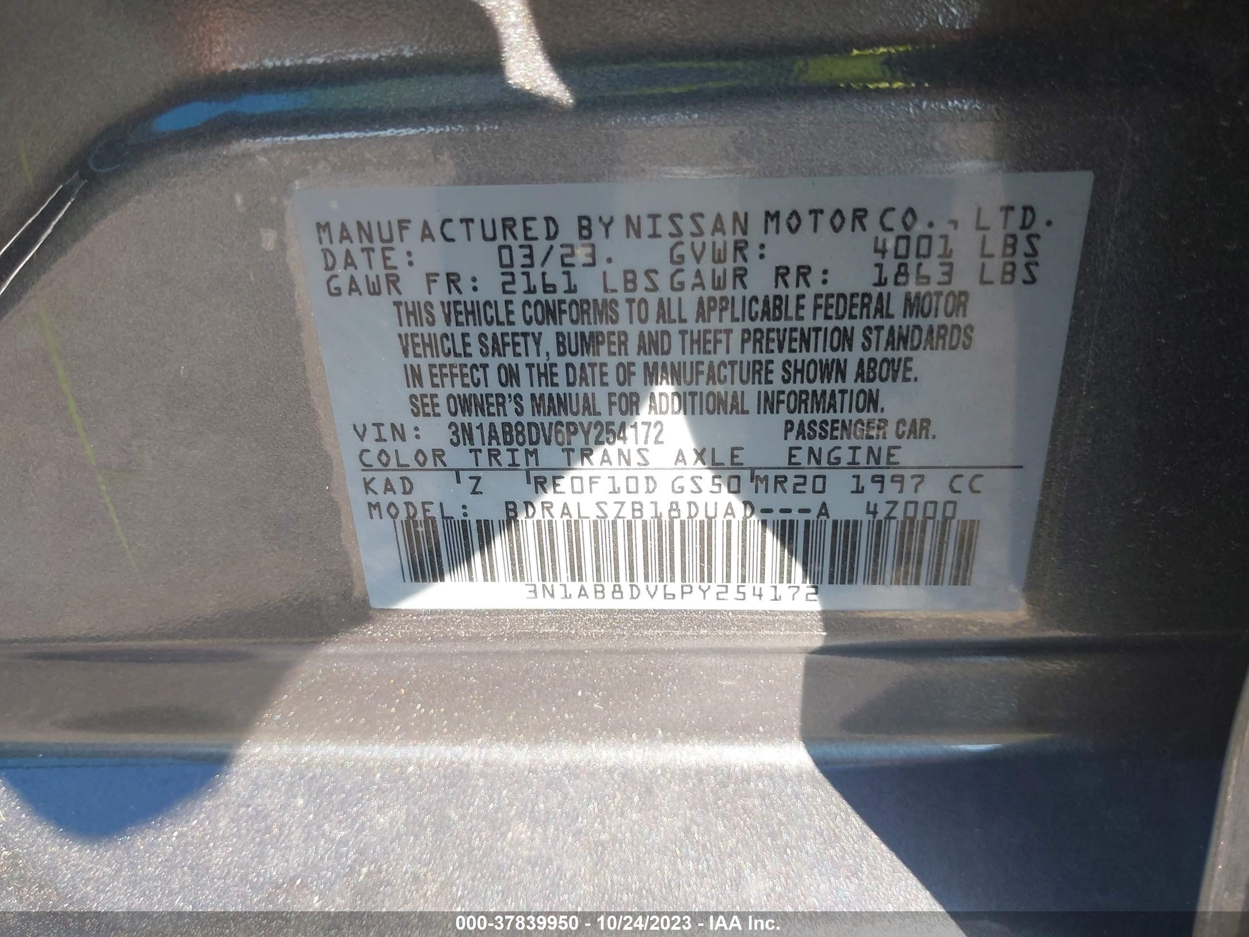 Photo 8 VIN: 3N1AB8DV6PY254172 - NISSAN SENTRA 