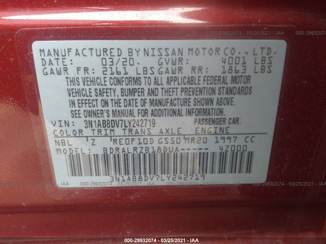 Photo 8 VIN: 3N1AB8DV7LY242719 - NISSAN SENTRA 