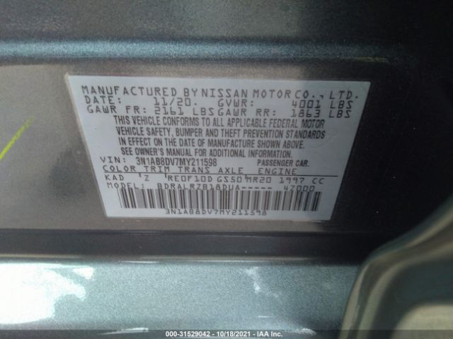 Photo 8 VIN: 3N1AB8DV7MY211598 - NISSAN SENTRA 