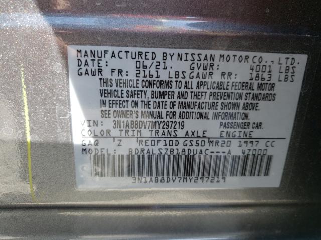 Photo 9 VIN: 3N1AB8DV7MY297219 - NISSAN SENTRA SR 