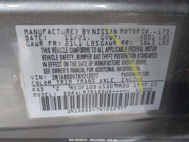 Photo 8 VIN: 3N1AB8DV7NY212977 - NISSAN SENTRA 