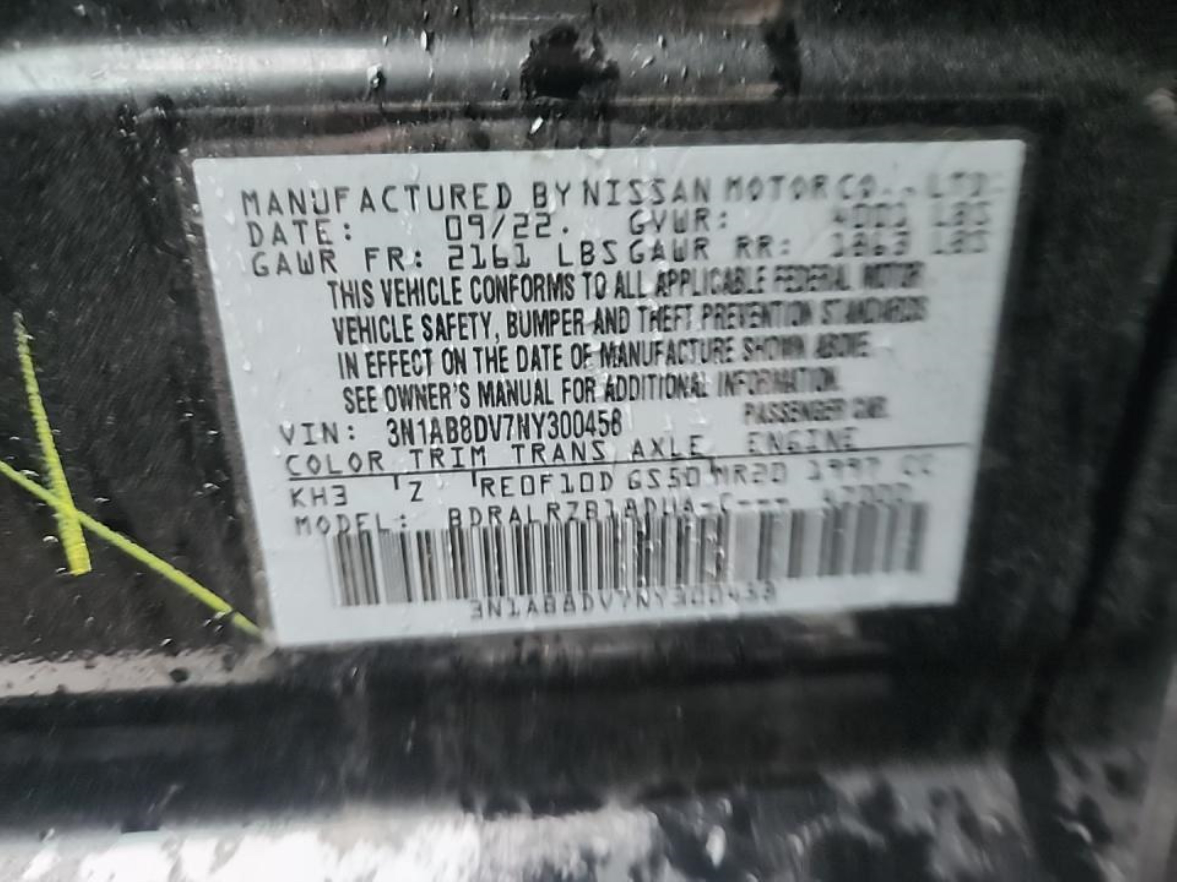 Photo 7 VIN: 3N1AB8DV7NY300458 - NISSAN SENTRA 