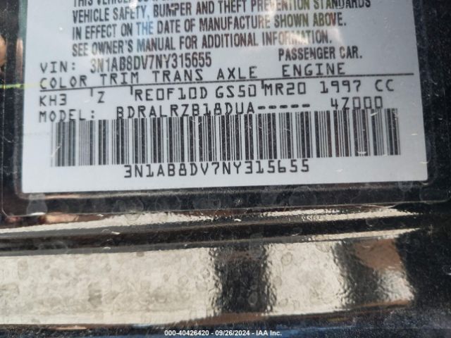 Photo 8 VIN: 3N1AB8DV7NY315655 - NISSAN SENTRA 