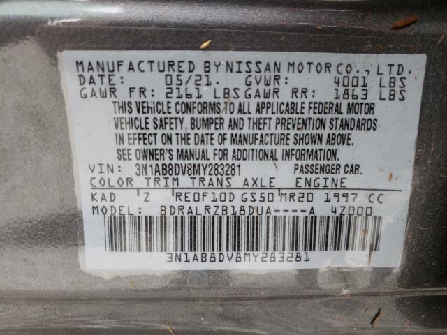 Photo 9 VIN: 3N1AB8DV8MY283281 - NISSAN SENTRA S 