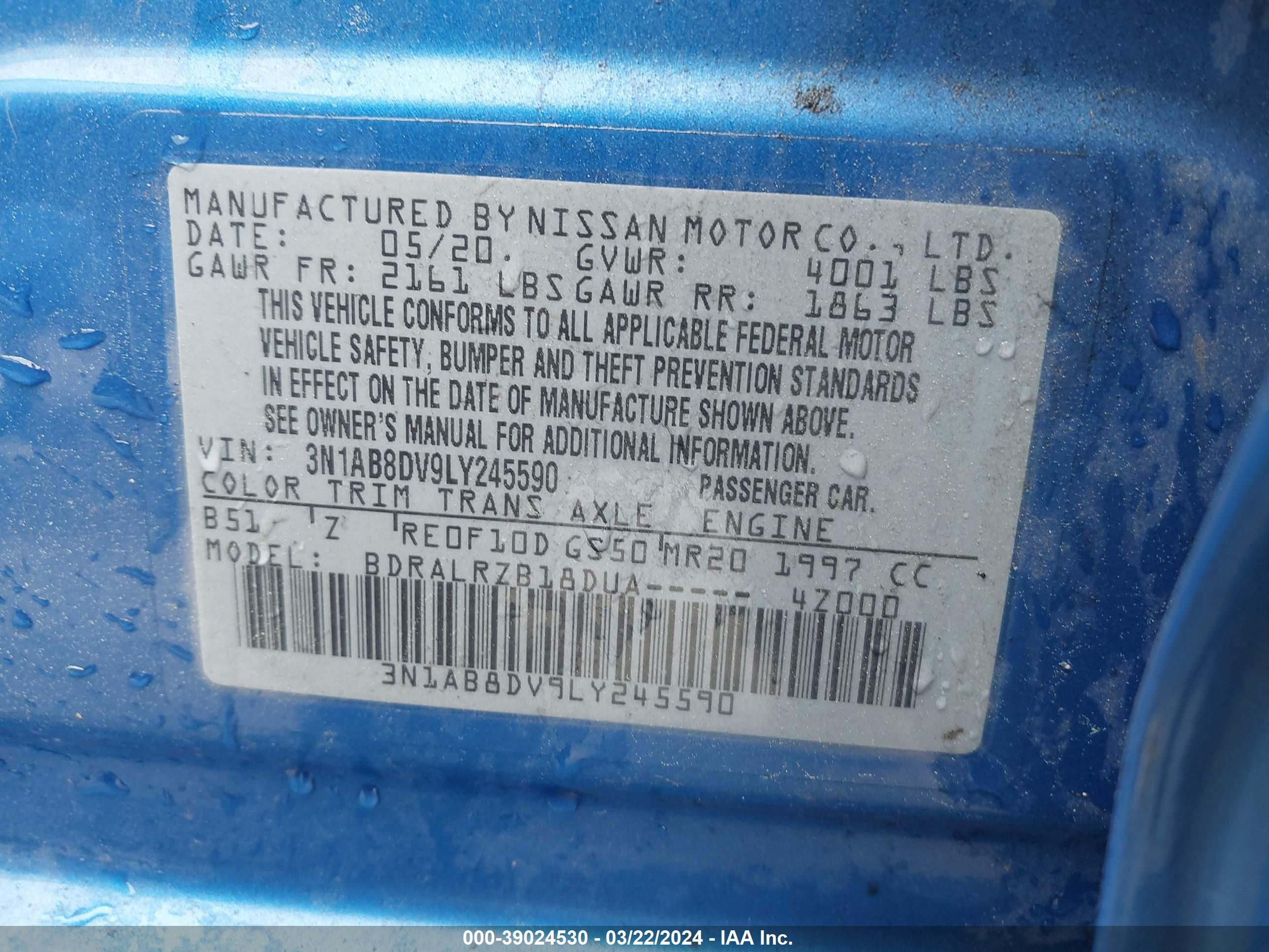 Photo 8 VIN: 3N1AB8DV9LY245590 - NISSAN SENTRA 