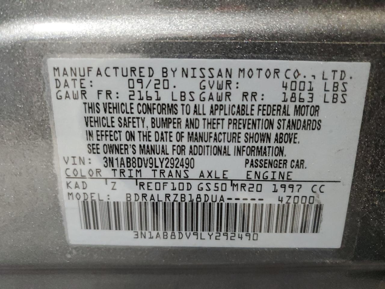 Photo 11 VIN: 3N1AB8DV9LY292490 - NISSAN SENTRA 