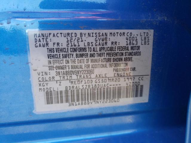 Photo 9 VIN: 3N1AB8DV9NY223060 - NISSAN SENTRA SR 