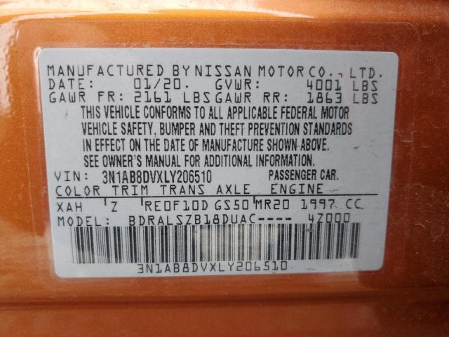 Photo 11 VIN: 3N1AB8DVXLY206510 - NISSAN SENTRA SR 