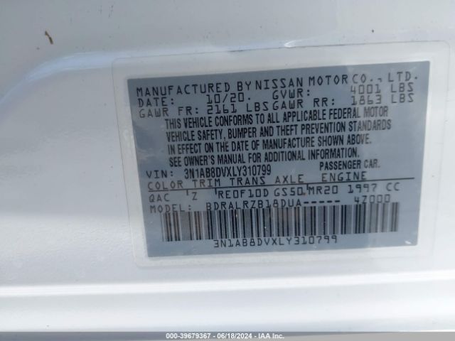 Photo 8 VIN: 3N1AB8DVXLY310799 - NISSAN SENTRA 