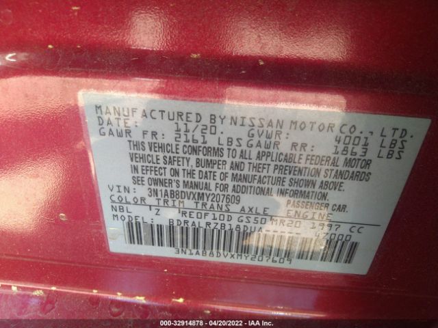 Photo 8 VIN: 3N1AB8DVXMY207609 - NISSAN SENTRA 