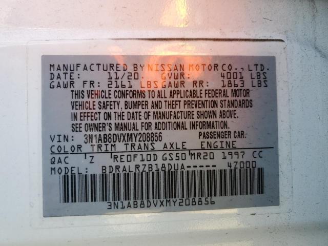 Photo 11 VIN: 3N1AB8DVXMY208856 - NISSAN SENTRA SR 