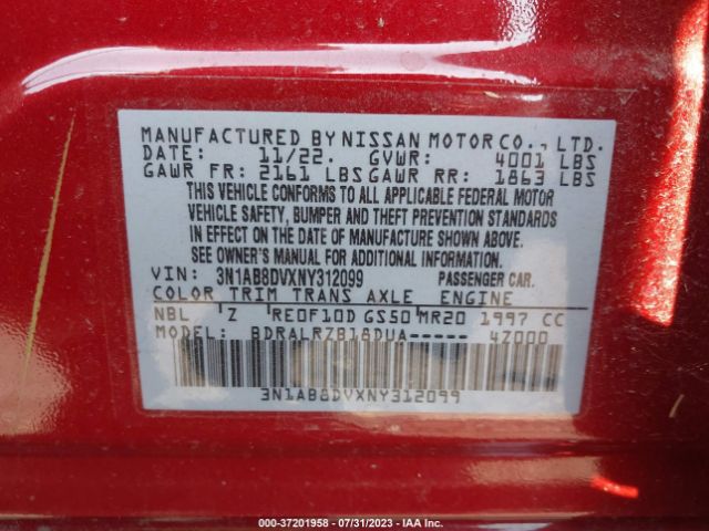 Photo 8 VIN: 3N1AB8DVXNY312099 - NISSAN SENTRA 