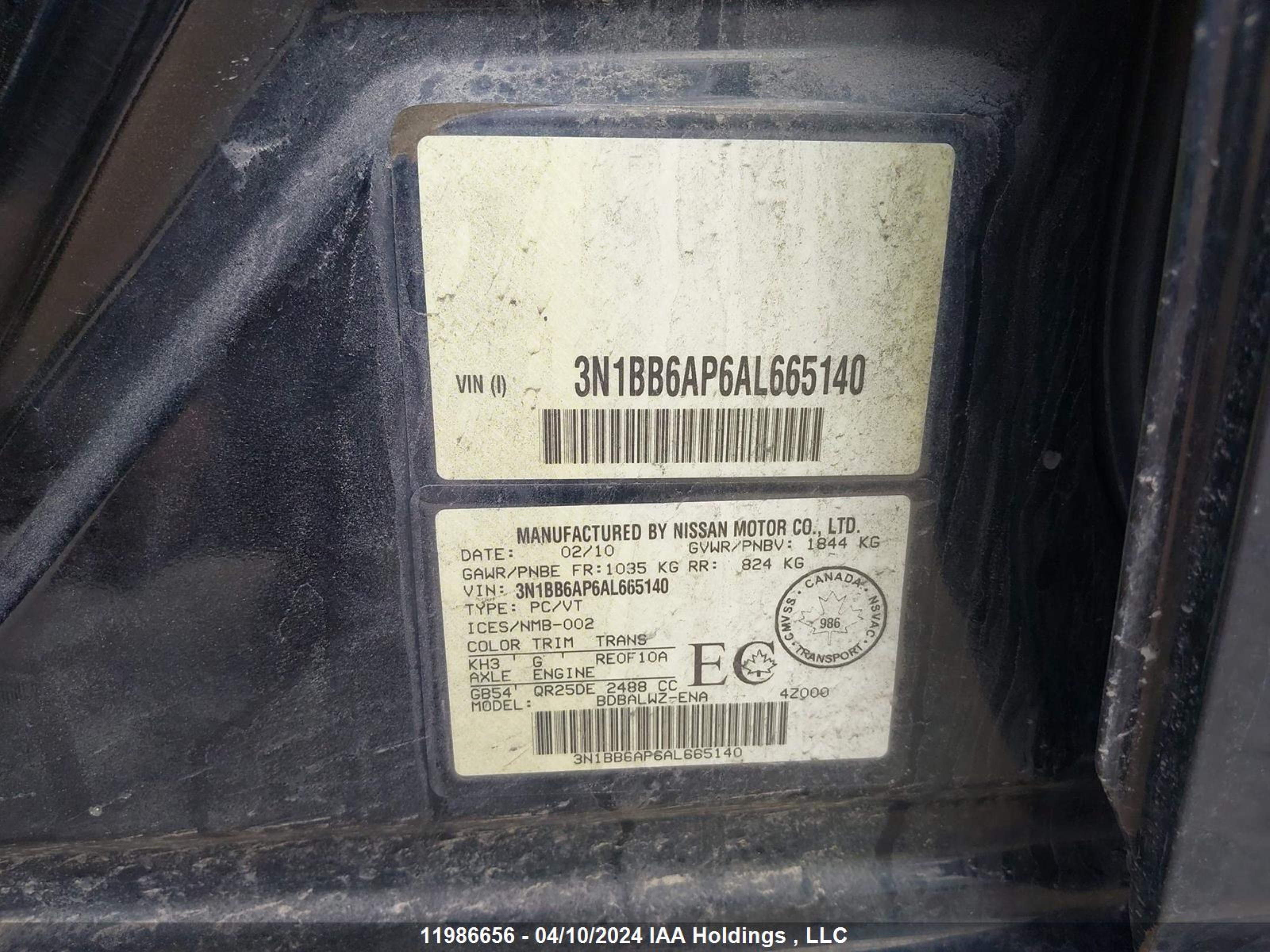 Photo 8 VIN: 3N1BB6AP6AL665140 - NISSAN SENTRA 