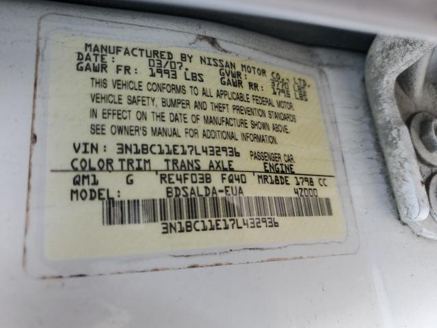 Photo 11 VIN: 3N1BC11E17L432936 - NISSAN VERSA 