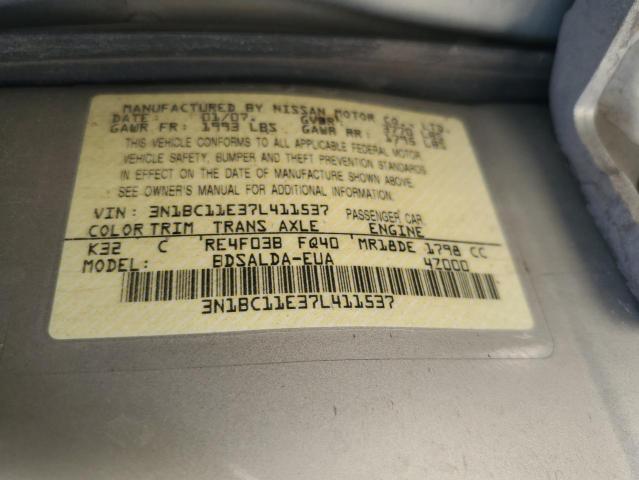 Photo 11 VIN: 3N1BC11E37L411537 - NISSAN VERSA S 