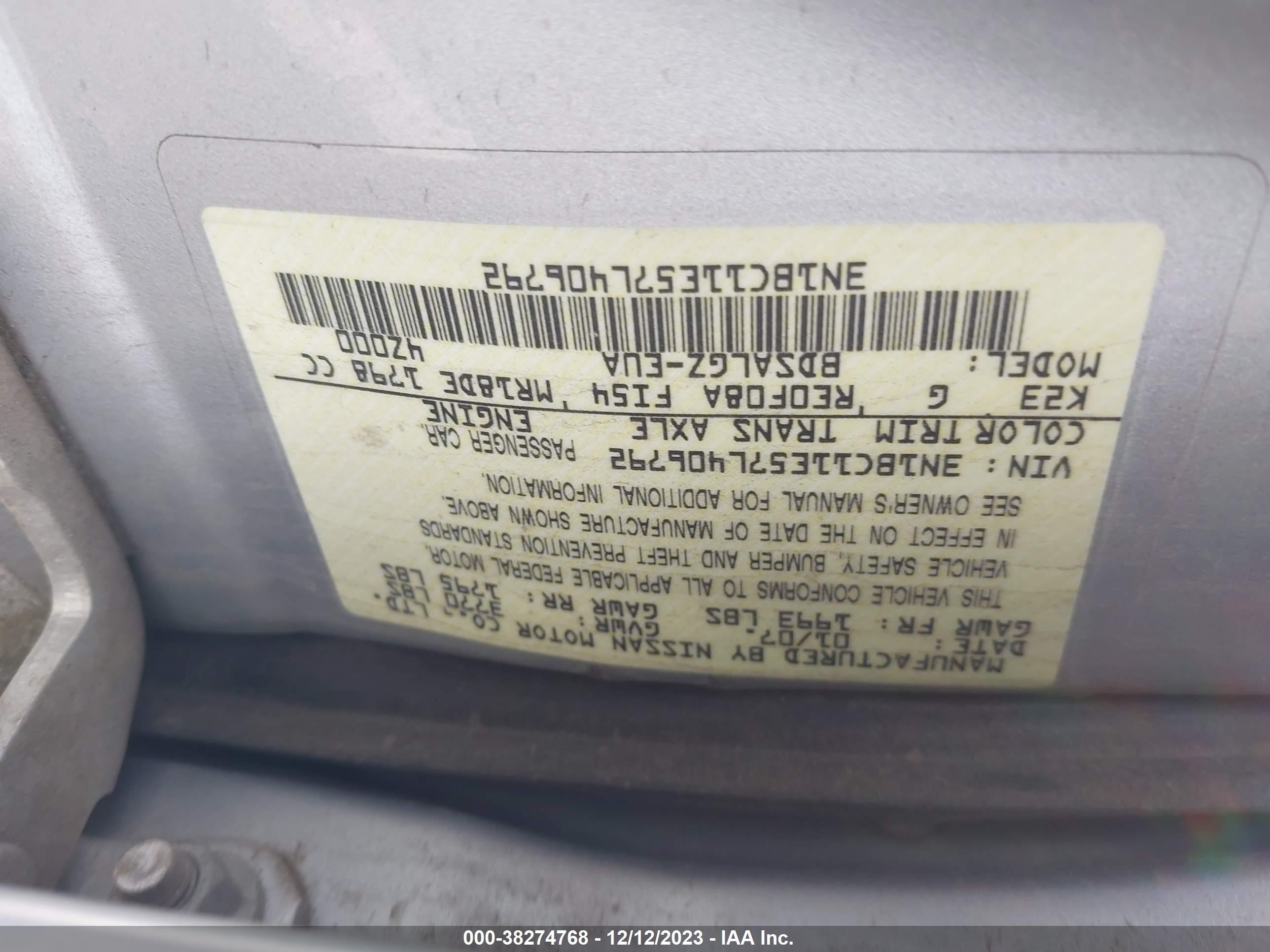 Photo 8 VIN: 3N1BC11E57L406792 - NISSAN VERSA 