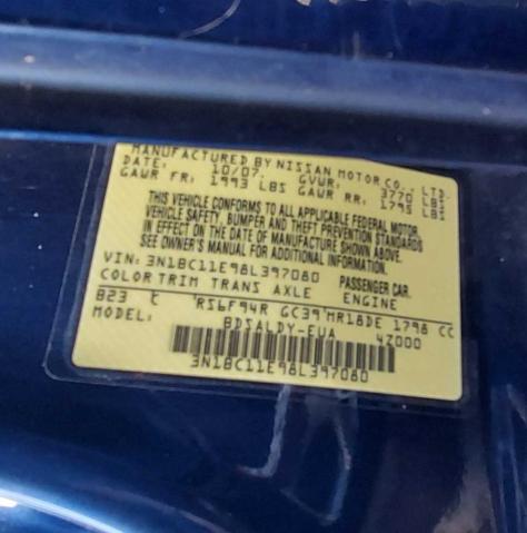 Photo 9 VIN: 3N1BC11E98L397080 - NISSAN VERSA S 