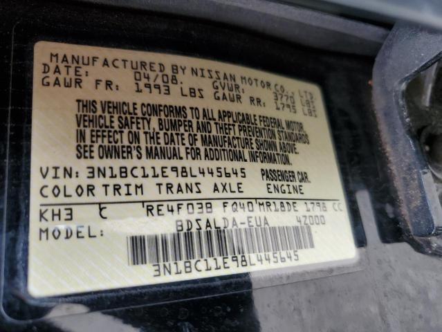 Photo 12 VIN: 3N1BC11E98L445645 - NISSAN VERSA 