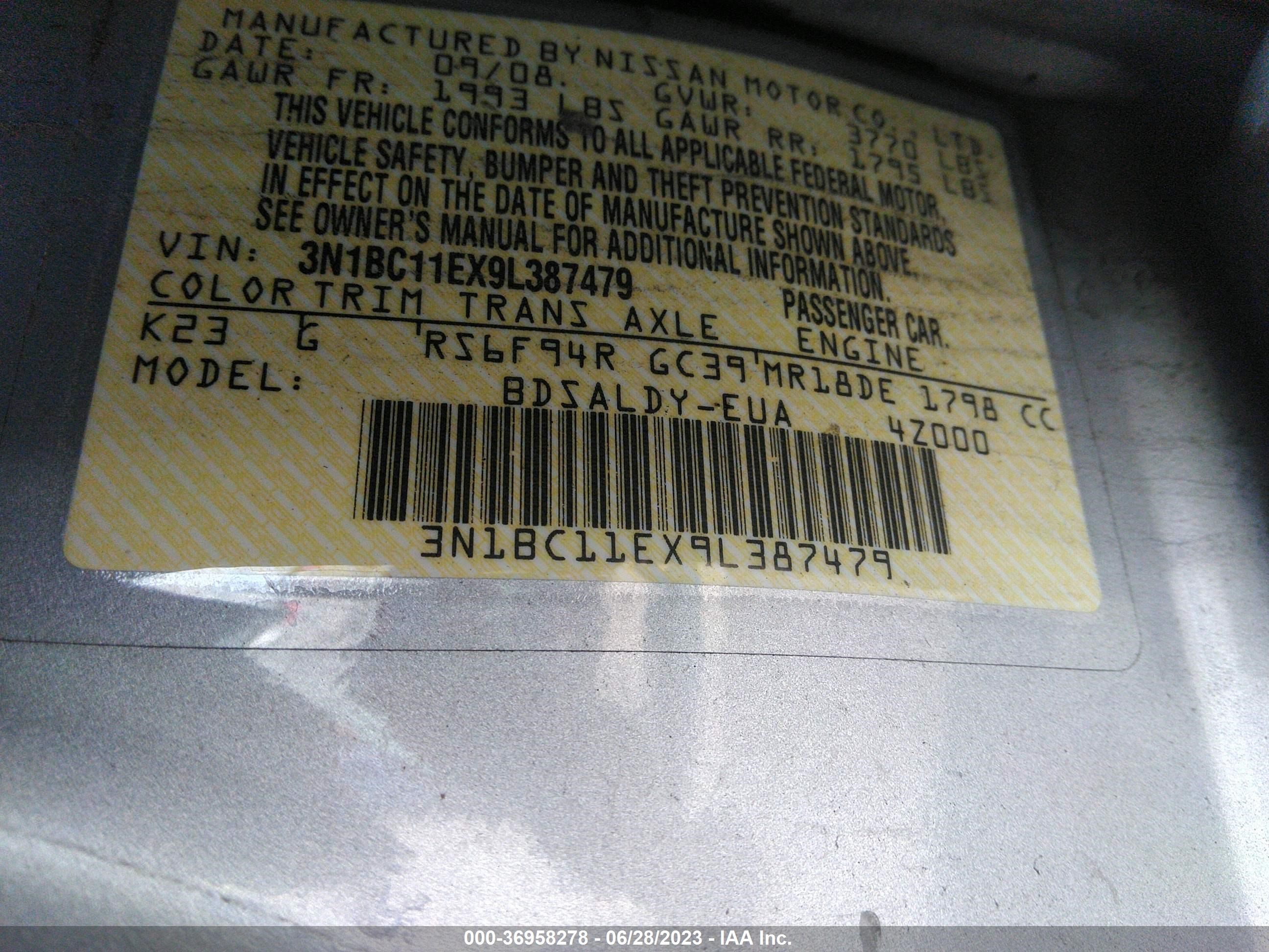 Photo 8 VIN: 3N1BC11EX9L387479 - NISSAN VERSA 