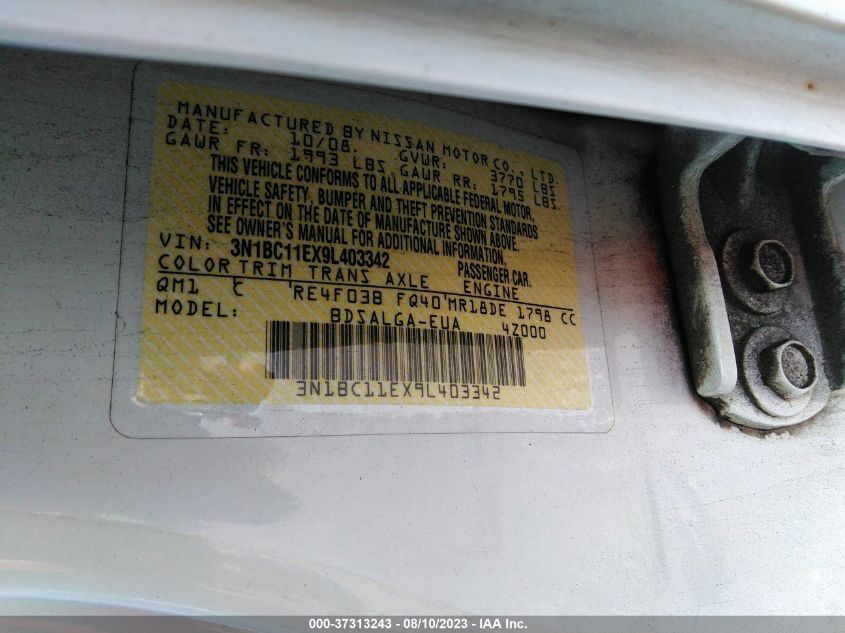 Photo 8 VIN: 3N1BC11EX9L403342 - NISSAN VERSA 