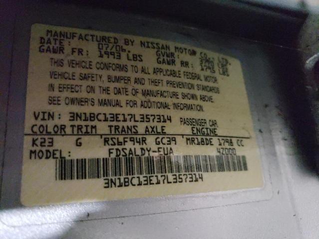 Photo 11 VIN: 3N1BC13E17L357314 - NISSAN VERSA 