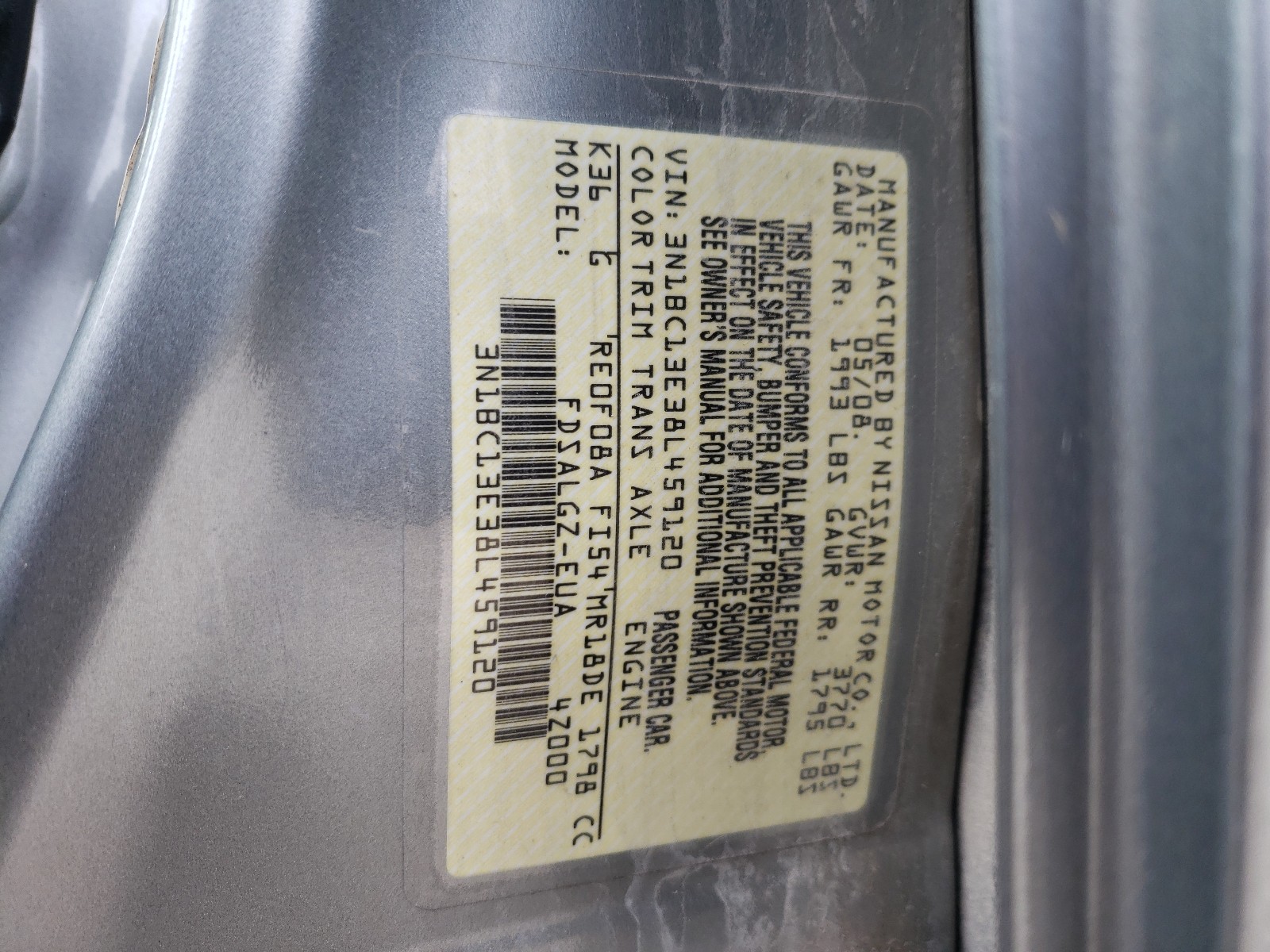 Photo 9 VIN: 3N1BC13E38L459120 - NISSAN VERSA 