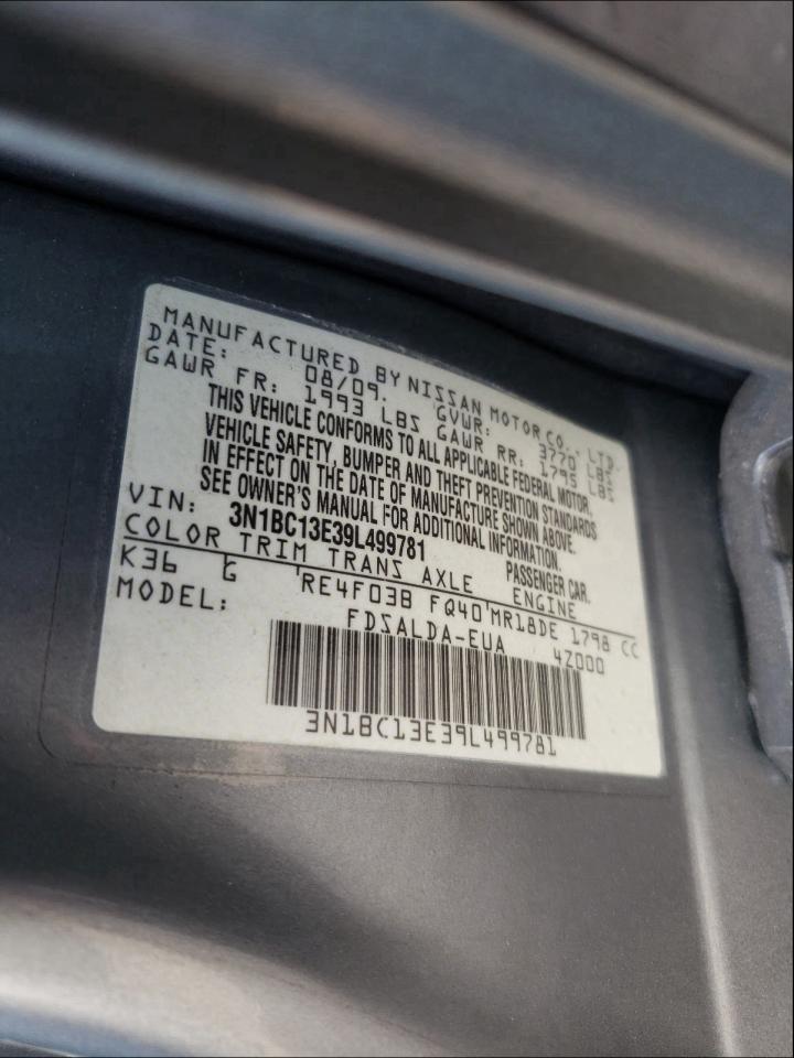 Photo 9 VIN: 3N1BC13E39L499781 - NISSAN VERSA S 