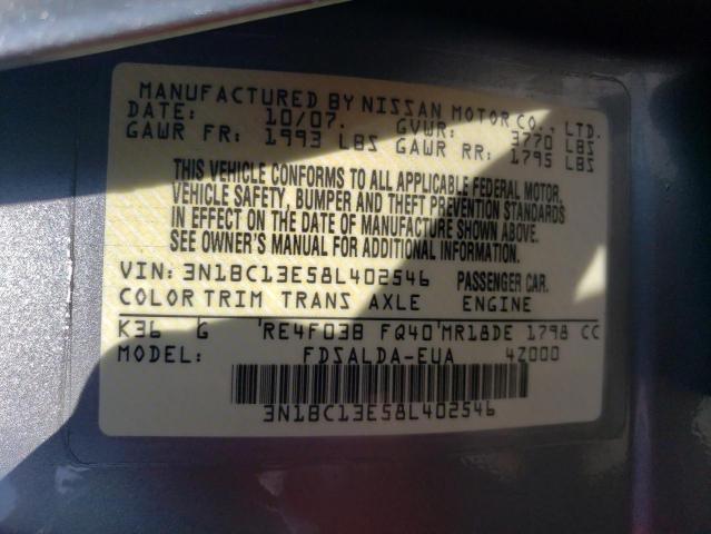 Photo 11 VIN: 3N1BC13E58L402546 - NISSAN VERSA S 