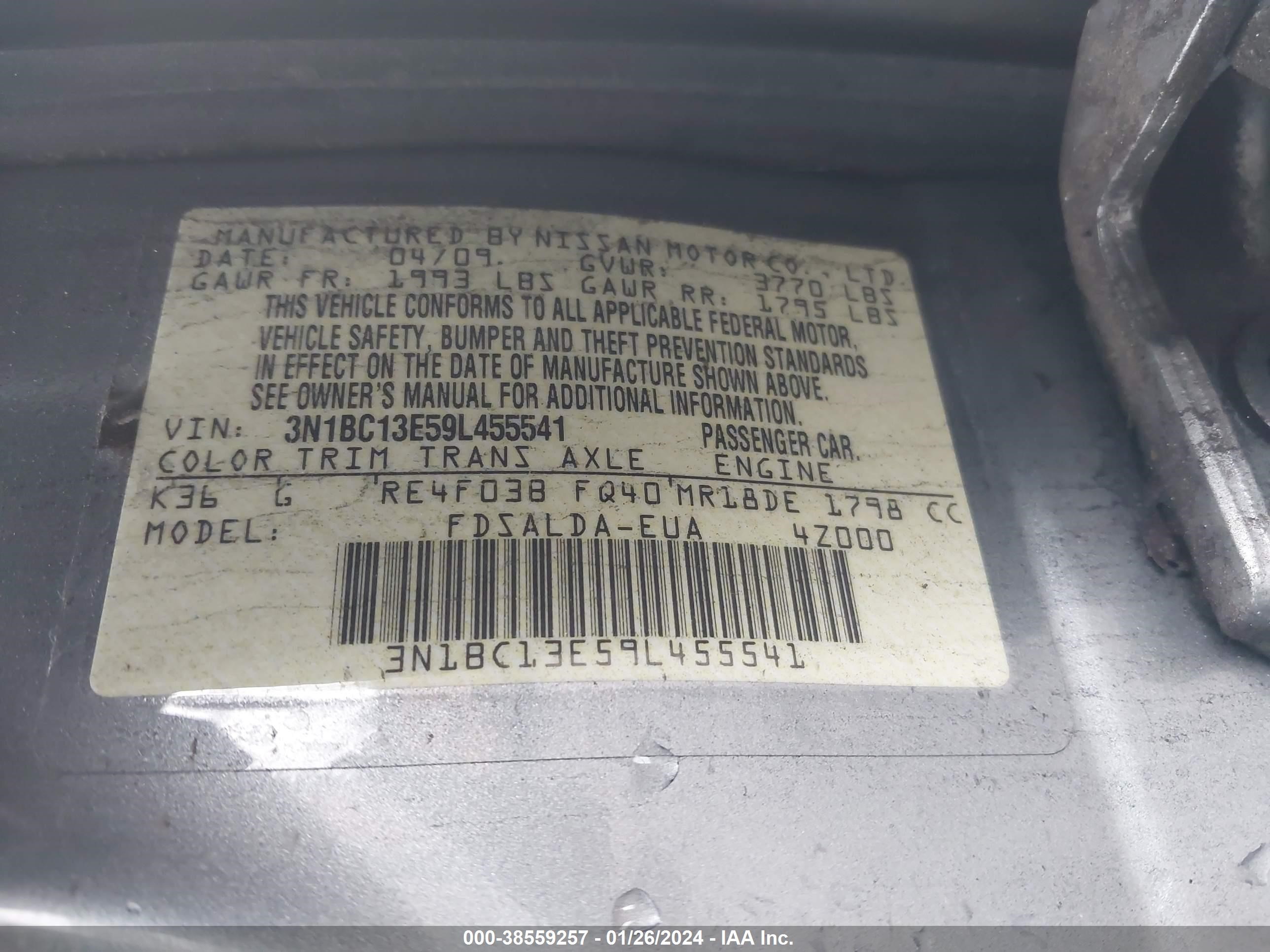 Photo 8 VIN: 3N1BC13E59L455541 - NISSAN VERSA 