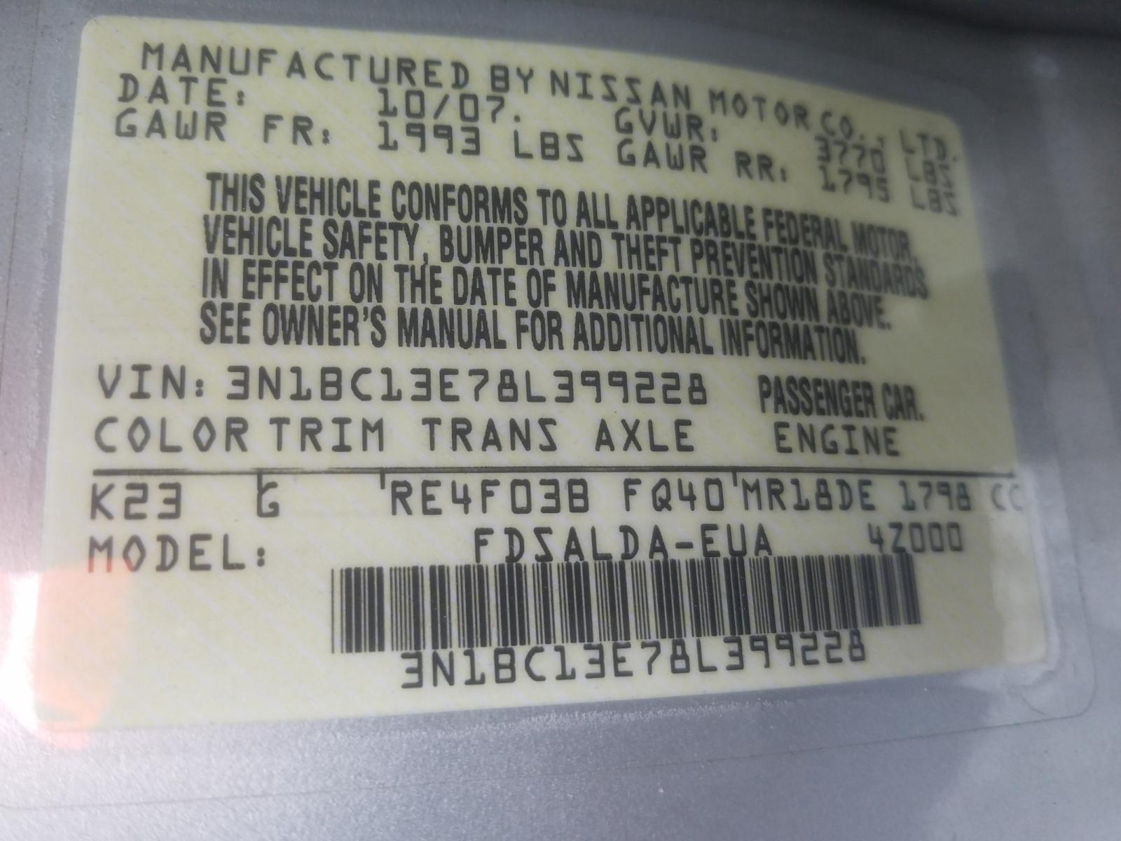 Photo 9 VIN: 3N1BC13E78L399228 - NISSAN VERSA S 