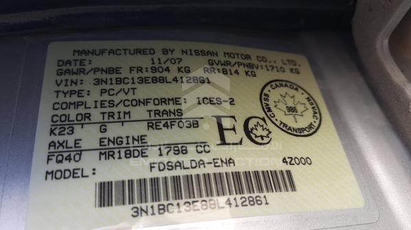 Photo 2 VIN: 3N1BC13E88L412861 - NISSAN VERSA 