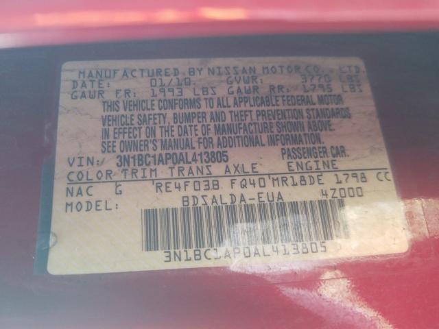 Photo 9 VIN: 3N1BC1AP0AL413805 - NISSAN VERSA S 