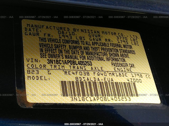 Photo 8 VIN: 3N1BC1AP0BL405253 - NISSAN VERSA 