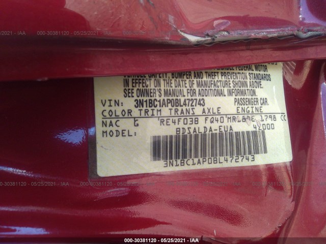 Photo 8 VIN: 3N1BC1AP0BL472743 - NISSAN VERSA 