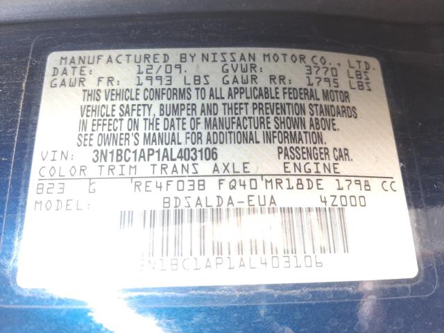 Photo 9 VIN: 3N1BC1AP1AL403106 - NISSAN VERSA S 