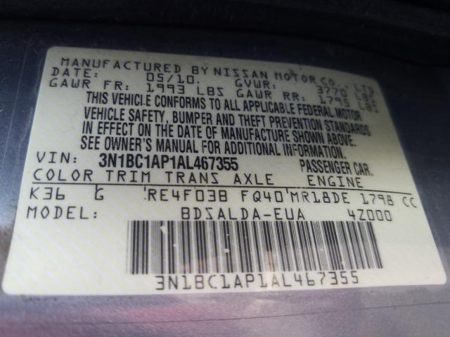 Photo 9 VIN: 3N1BC1AP1AL467355 - NISSAN VERSA S 