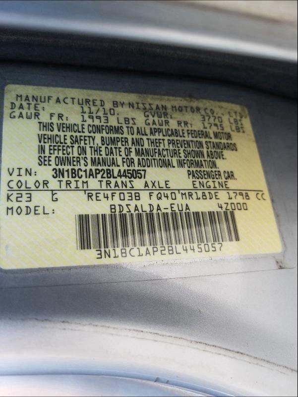 Photo 9 VIN: 3N1BC1AP2BL445057 - NISSAN VERSA S 