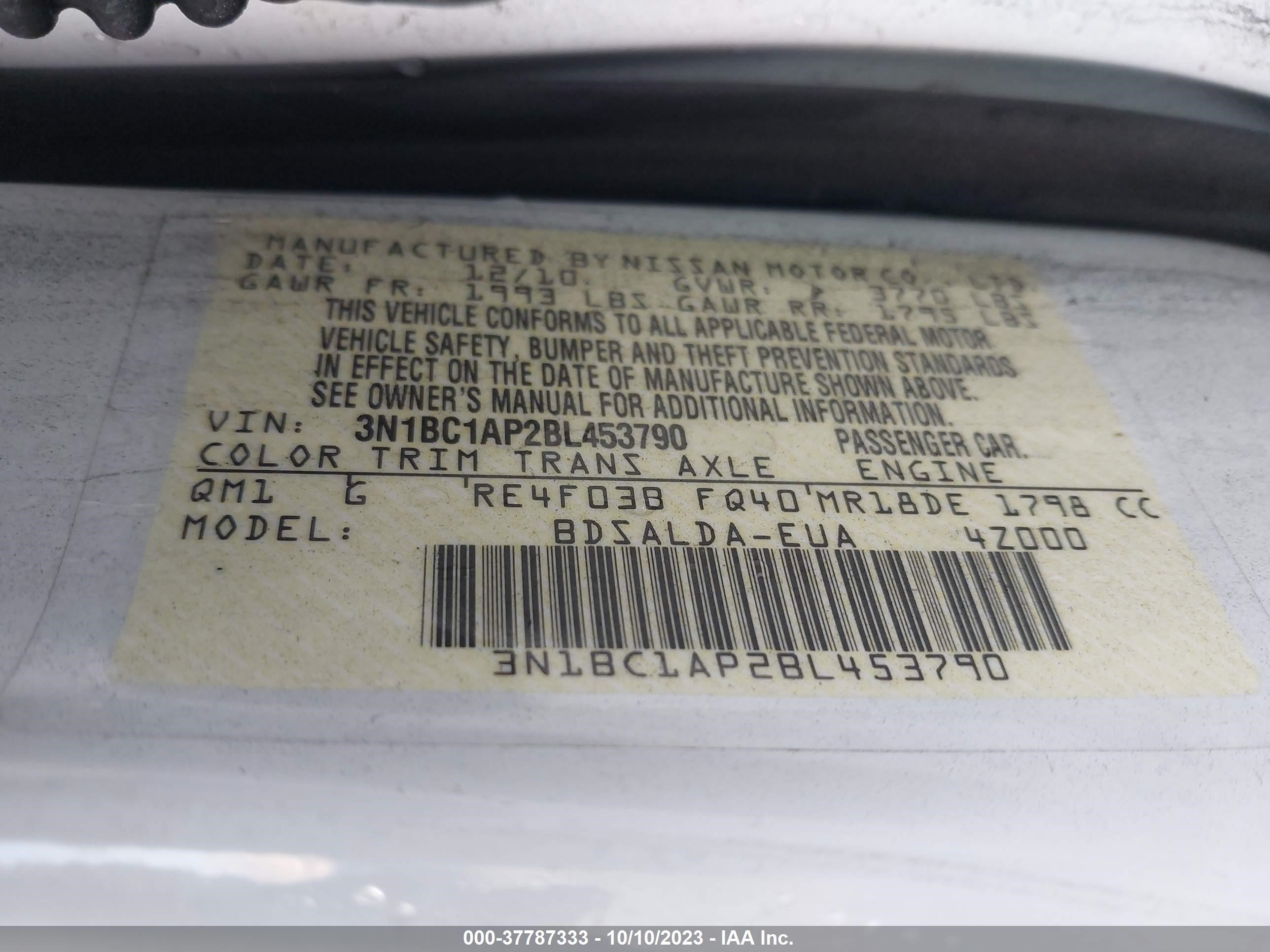 Photo 8 VIN: 3N1BC1AP2BL453790 - NISSAN VERSA 